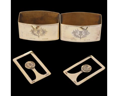 A group of George VI Scottish silver-gilt thistle items, Robert James Napier, Edinburgh 1947, comprising pair of Tonneau napk