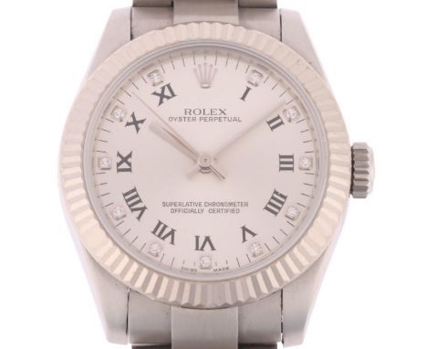 ROLEX - a lady's stainless steel Oyster Perpetual 31 automatic bracelet watch, ref. 177234, circa 2007/2008, silvered dial wi