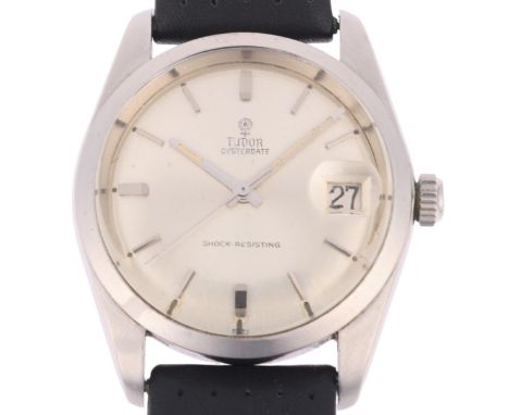 TUDOR - a Vintage stainless steel Oysterdate Shock-Resisting mechanical wristwatch, ref. 7962, circa 1959, silvered dial with