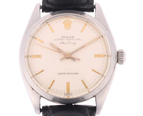ROLEX - a stainless steel Oyster Perpetual Air-King Super Precision automatic wristwatch, ref. 5500, circa 1963, white dial w