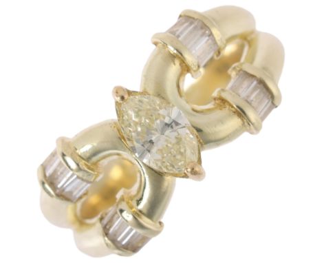 An 18ct gold 0.5ct single stone diamond ring, maker LAO, London 2024, centrally claw set with 0.5ct marquise brilliant-cut di