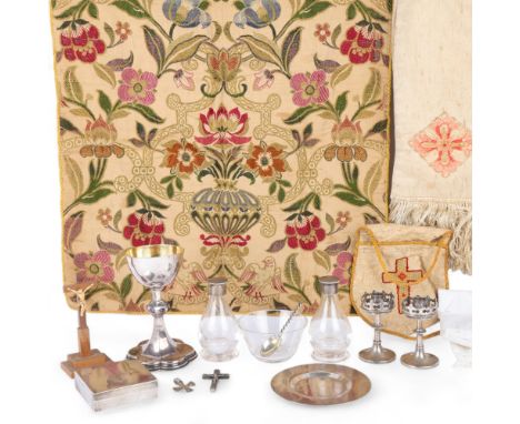 An Antique leather-cased matched silver travelling communion set, various makers, including Thomas Pratt & Sons, FA Barrett, 