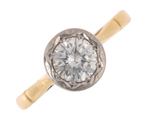 An 18ct gold 0.5ct single stone diamond ring, illusion set with modern round brilliant-cut diamond, colour approx G/H, clarit