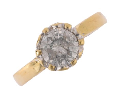 An 18ct gold 1ct single stone diamond ring, maker RP, illusion set with modern round brilliant-cut diamond, colour approx H/I