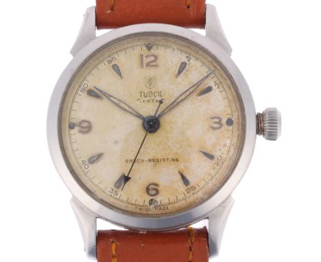 TUDOR - a Vintage stainless steel Oyster Shock-Resisting mechanical wristwatch, ref. 4463, circa 1960, silvered dial with app