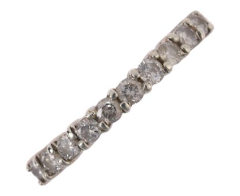 A 9ct gold diamond half eternity ring, London 1985, set with modern round brilliant-cut diamonds, total diamond content appro