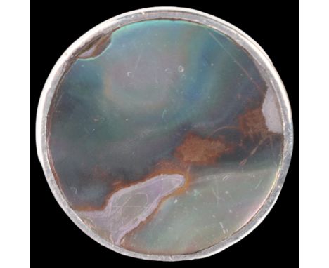 PALLE BISGAARD - a large Danish modernist sterling silver and abalone shell dress ring, model no. 15, setting height 25.4mm, 