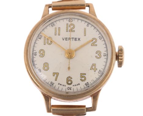 VERTEX - a lady's 9ct mechanical bracelet watch, silvered dial with gilt Arabic numerals, pencil hands, sweep centre seconds 