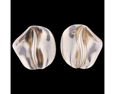 HANS HANSEN - a pair of Danish modernist sterling silver fold clip-on earrings, 22.7mm, 13.9gNo damage or repair, only light 