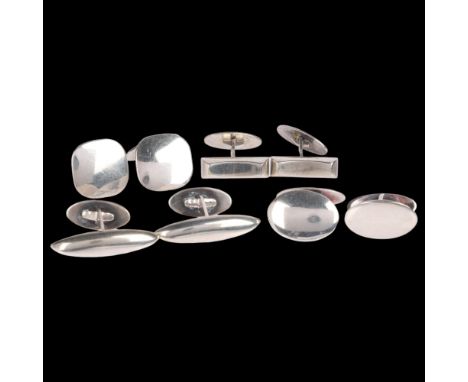 4 pairs of Danish sterling silver cufflinks, makers include Hermann Siersbol and Hugo Grun, 33.3g total (4 pairs)No damage or