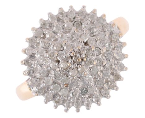 A 9ct gold diamond snowflake cluster ring, set with eight-cut diamonds, total diamond content approx 0.5ct, setting height 15