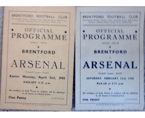 BRENTFORD V ARSENAL 44/45 & 45/46 V Arsenal 44/45 & 45/46 Good