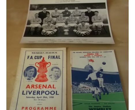ARSENAL V LIVERPOOL 1950 FA CUP FINAL COLLECTION Includes the original programme for the 1950 FA Cup final, Rare pirate editi