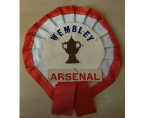 ARSENAL ROSETTE FROM THE 1950 FA CUP FINAL Large Arsenal Rosette from the 1950 Arsenal v Liverpool FA Cup Final. Good