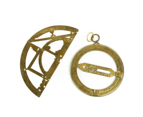 A Brass 4" Equinoctial Ring Dial, late 17th/early 18th century, engraved with various scales and with suspension loop10.5cm d
