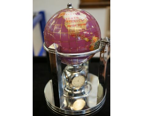 Revolving globe with 2x thermometers &amp; 2x clock Height 22 cm 
