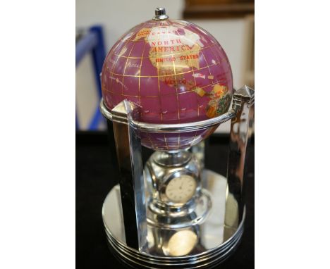 Revolving globe with 2x thermometers &amp; 2x clock Height 22 cm 