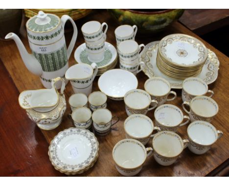 A 19TH CENTURY DAVENPORT PART TEA SET together with a Spode Provence part coffee set and four small coffee cans with silver m