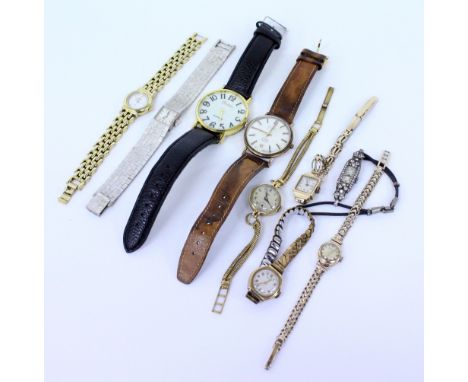 A SELECTION OF MISCELLANEOUS VINTAGE WRIST WATCHES to include a rotary example, gilt metal example, Winegartens of London etc