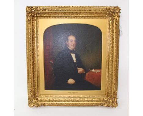19TH CENTURY ENGLISH SCHOOL half length portrait of James Sidebottom (1804 - 1873), oil on canvas, 34cm high x 29cm wide (arc
