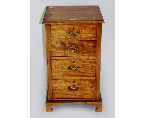 A SATINWOOD CHEST OF FOUR DRAWERS with inlaid decoration and raised on bracket feet, 46cm wide x 47cm deep x 77cm high