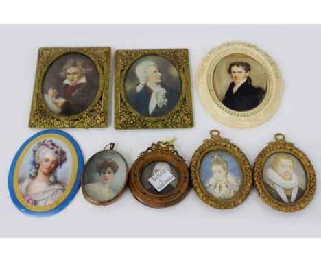 STILER, TWO HEAD AND SHOULDER MINIATURE PORTRAITS each painted on ivory and mounted in pierced and gilt metal frames 8cm x 6c