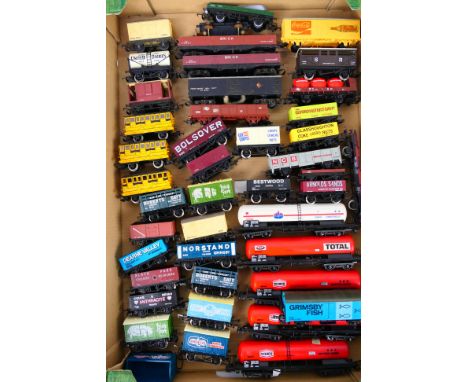 Lima - Tri-ang - Hornby - An assortment of over 40 unboxed OO/HO gauge rolling stock. Include Texaco Tankers, Prime Port Vans