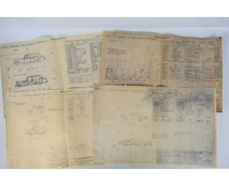 Meccano - Dinky Toys - Four Meccano factory facsimile drawings. The drawings approximately A3 in size includes Rolls Royce Ph