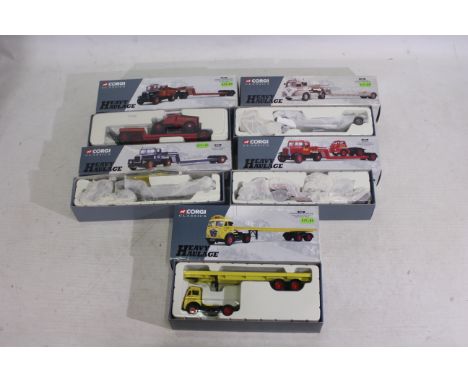 Corgi - Heavy Haulage - 5 x boxed 1:50 scale Corgi Heavy Haulage die-cast model trucks - Lot includes a #16901 'Hallett Silbe