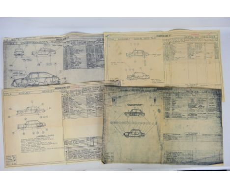Meccano - Dinky Toys - Four Meccano factory facsimile drawings. The drawings approximately A3 in size include Volkswagen 1600