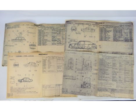 Meccano - Dinky Toys - Four Meccano factory facsimile drawings. The drawings approximately A3 in size include Fiat 2300 Cine 