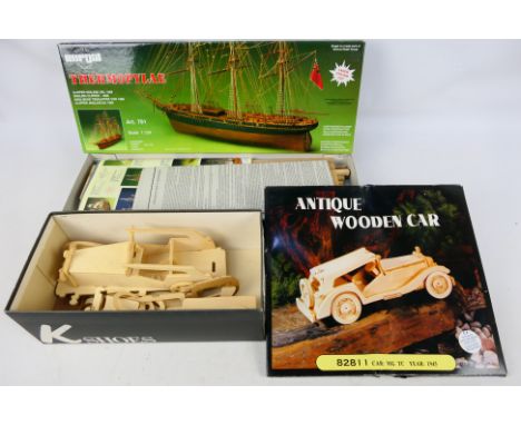 Sergal - Toyway - 2 x wooden model kits, a Thermopylae English Clipper in 1:124 scale # 791 and a part built 1945 MG TC car. 