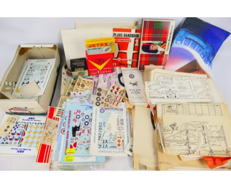 Xtradecal - AMD - Jetex - Aeromodeller - A box of aircraft model making plans, decal sets and other model making items, also 
