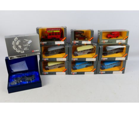 Corgi Classics and Millenium - approx 10 boxed Corgi vehicles to include 9 Classics, include 6 x Bedford type OB coaches (# C