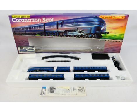 Hornby - A boxed OO Scale R836 Coronation Scot Train Set. Items appears in excellent condition. Most-all part appear to be pr