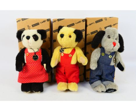 Deans, Dean's Rag Book, Sooty, Sweep, Soo - Three boxed Limited Edition Bears from Dean's 2002 celebrating 50 years of Sooty.