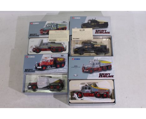 Corgi - Heavy Haulage - 4 x boxed limited edition 1:50 scale Corgi Heavy Haulage Scammell Contractor die-cast model trucks - 