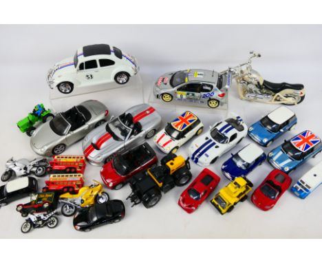 Bburago - Maisto - Siku - Welly - A collection of unboxed vehicles in various scales including Porsche Boxster in 1:18 scale,