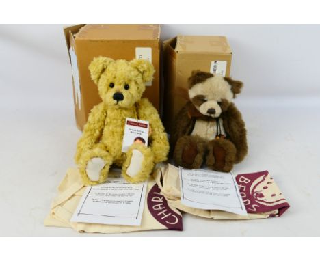 Charlie Bears - Two jointed Charlie Bears: CB173718 'Brook' bear in good condition with stitched nose and mouth, suede paws. 