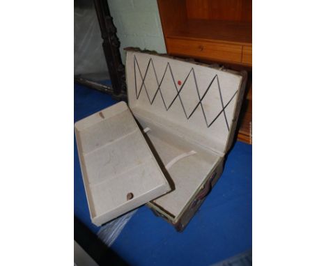 A wooden bound trunk.