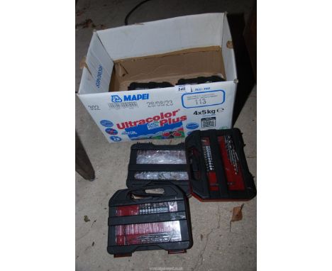 A box of drill and screwdriver heads, etc.