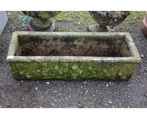 A concrete planter/trough, 3' wide x 13" depth x 10" deep.
