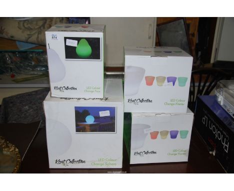 Four boxes of colour changing planter, etc.