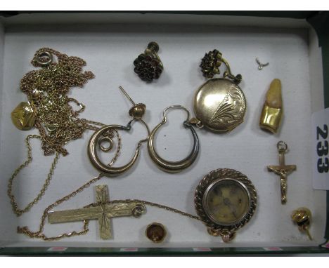 Cross and Locket Pendants, hoop and stud earrings, compass pendant, chains etc.