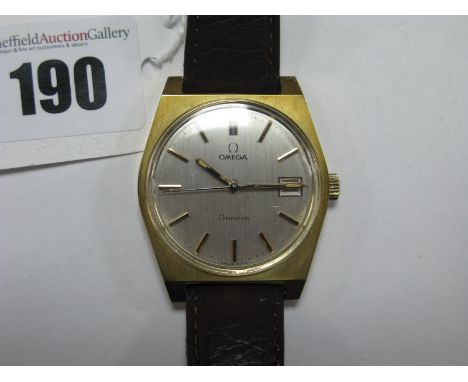 Omega; A Vintage Gent's Wristwatch, the signed dial with line markers, date aperture and centre seconds, within plain case, o