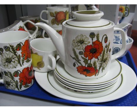 J &amp; G Meakin 'Poppy' Tea Set, of sixteen pieces, including teapot and 'St Clements', 'Blue Nordic' jug and bowl.