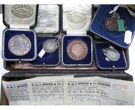 Hallmarked Silver and Other Medallion Pendants, Isleworth Borough Rd College hallmarked silver discs "Junior Sports 1928" etc