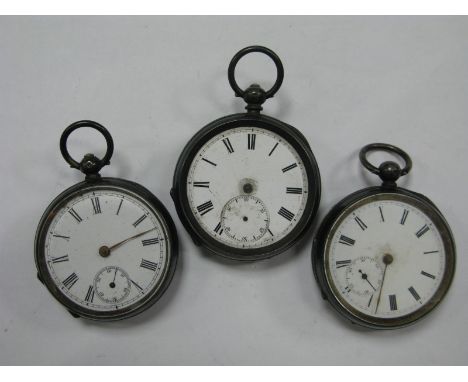 A Hallmarked Silver Cased Openface Pocketwatch, the dial with black Roman numerals and seconds subsidiary dial, within engine