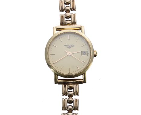 Longines 18ct lady's wristwatch, reference no. L4 277 6, circular champagne dial with applied baton markers, minute markers, 