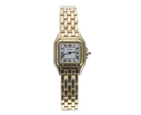 Cartier Panthére 18ct lady's wristwatch, reference no. 1070 2, serial no. M2067xx, the dial with Roman numerals, blued steel 